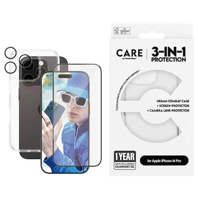 CARE by PanzerGlass® Flagship 3-in-1 Set iPhone 16 Pro