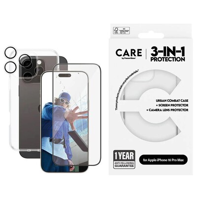 CARE by PanzerGlass® Flagship 3-in-1 Set iPhone 16 Pro Max