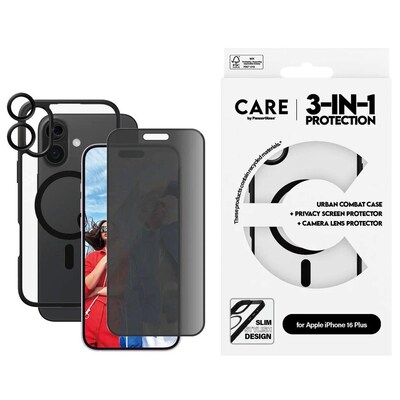 CARE by PanzerGlass® Flagship 3-in-1 Privacy Set iPhone 16 Plus