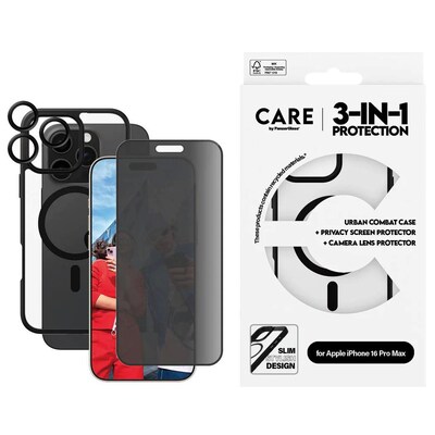 CARE by PanzerGlass® Flagship 3-in-1 Privacy Set iPhone 16 Pro Max