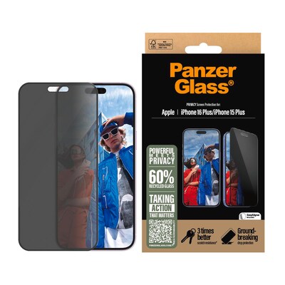 PanzerGlass Privacy iPhone 16/15 Plus UWF