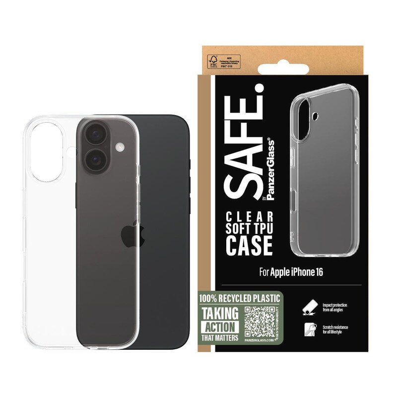 SAFE. by PanzerGlass TPU Case iPhone 16 Transparent