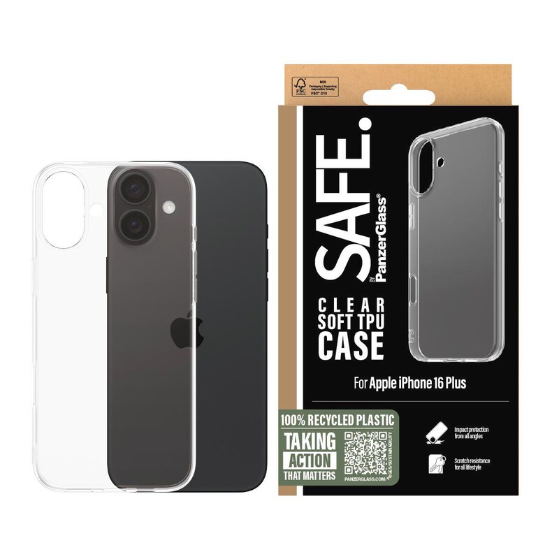 SAFE. by PanzerGlass TPU Case iPhone 16 Plus Transparent