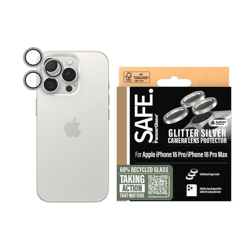 SAFE. by PanzerGlass Kameraschutz iPhone 16 Pro / 16 Pro Max Glitter Silber