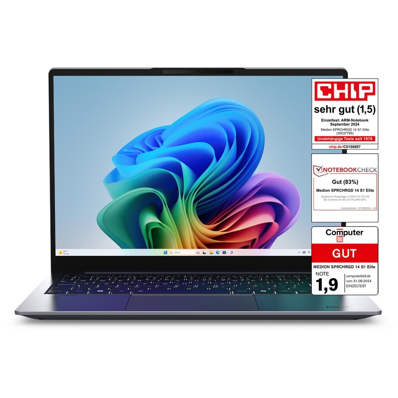 PRO SD günstig Kaufen-MEDION SPRCHRGD14 S1 ELITE 32GB/1TB SSD 14"2.8K W11H Copilot+PC. MEDION SPRCHRGD14 S1 ELITE 32GB/1TB SSD 14"2.8K W11H Copilot+PC <![CDATA[• Snapdragon X Elite X1E-78-100 Prozessor, 12 Kerne (bis zu 3.40 GHz) • 35.56 cm (14