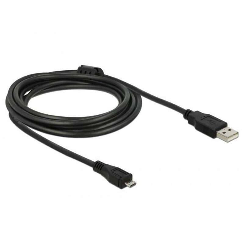 DeLOCK USB 2.0 Kabel 3m USB-A zu microUSB-B St./St. schwarz