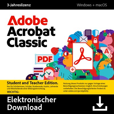 Adobe Acrobat Classic STE 3 Jahre Download Code Studenten, Schüler, Lehrkräfte