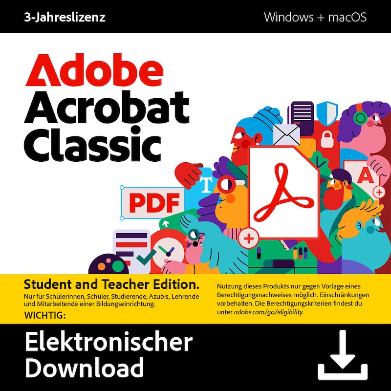 Adobe Acrobat Classic STE 3 Jahre Download Code Studenten, Schüler, Lehrkräfte