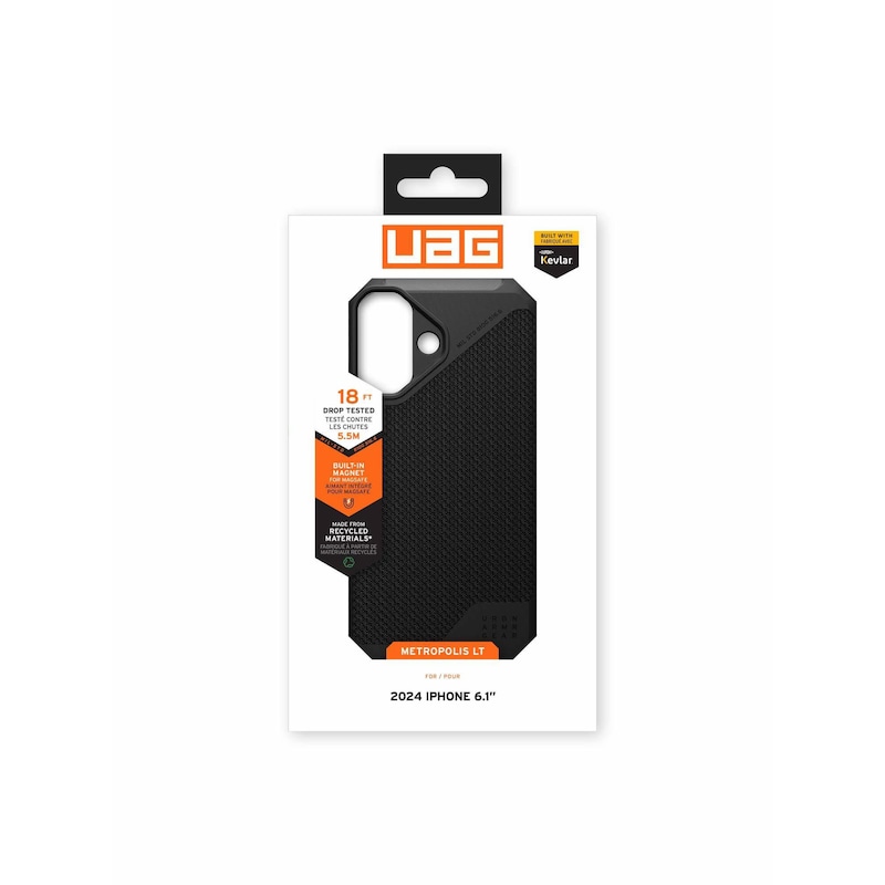 er der günstig Kaufen-UAG Urban Armor Gear Metropolis LT MagSafe Case Apple iPhone 16 kevlar schwarz. UAG Urban Armor Gear Metropolis LT MagSafe Case Apple iPhone 16 kevlar schwarz <![CDATA[• Farbe: Schwarz, kompatibel zu iPhone 16 • Backcover aus Kunststoff • Besonderheiten: 