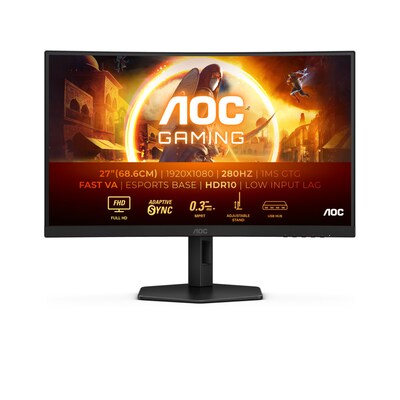 Image of AOC C27G4ZXU 68,6cm (27") FHD VA Gaming Monitor Curved 16:9 HDMI/DP/USB 280Hz 0,3ms (MRPT) Sync