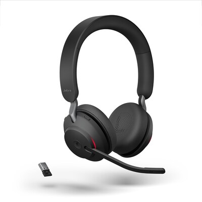 Jabra Evolve 2 65 Teams Wireless Stereo Headset + USB-A Dongle, Schwarz