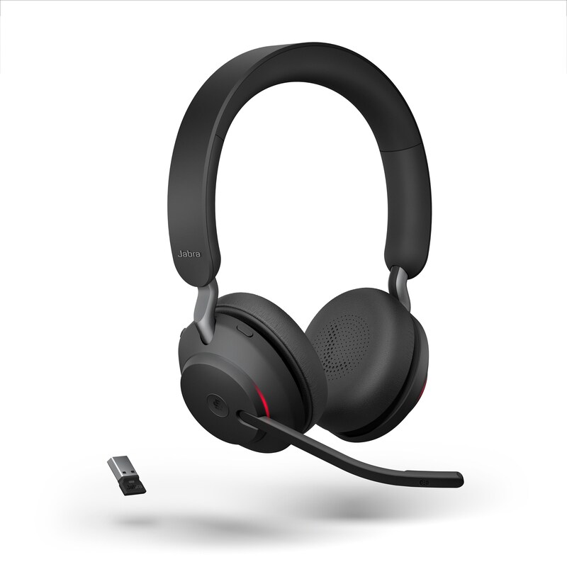 Jabra Evolve2 65 Teams Wireless Stereo Headset + USB-A Dongle, Schwarz