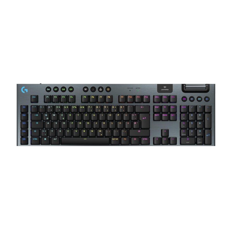 Logitech G915 X LIGHTSPEED Clicky-Switches, Schwarz, Tri-Mode-Konnektivität, KEYCONTROL, mechanische GL-Schalter und LIG