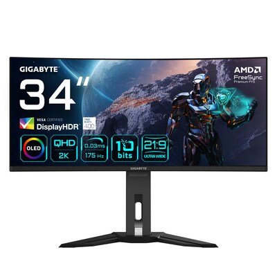 Gigabyte MO34WQC (34") UWQHD OLED Gaming Monitor 21:9 HDMI/DP/USB-C 175Hz 0,03ms