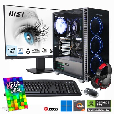 Hyrican MegaDeal Gaming-PC Draco XD SET2481 7373 + MSI PRO MP273ADE + Maus, Tastatur & Headset