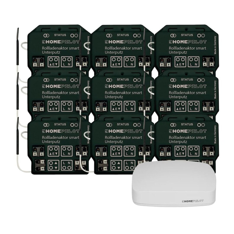 Set Smarte günstig Kaufen-Homepilot Starter Set Smarte Beschattung • 9 Aktoren smart. Homepilot Starter Set Smarte Beschattung • 9 Aktoren smart <![CDATA[• Steuerung über Fernbedienung oder über unsere smarte App • Anschlussmöglichkeit von Zeitschaltuhren oder Wandta