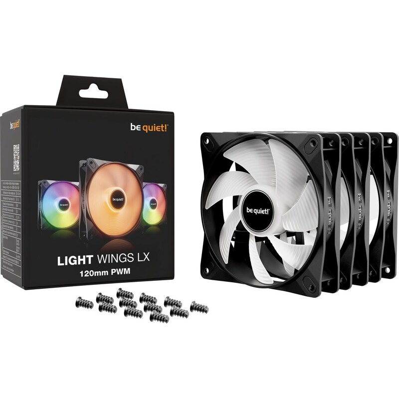 Light günstig Kaufen-be quiet! Light Wings LX PWM Lüfter 120mm 3er Pack Schwarz. be quiet! Light Wings LX PWM Lüfter 120mm 3er Pack Schwarz <![CDATA[• 3x 120x120mm Lüfter, 25 mm Einbautiefe • Drehzahlbereich: bis 1600 rpm • Max. Durchsatz ~87.5m³/h @ 25.5 dB(A) • An