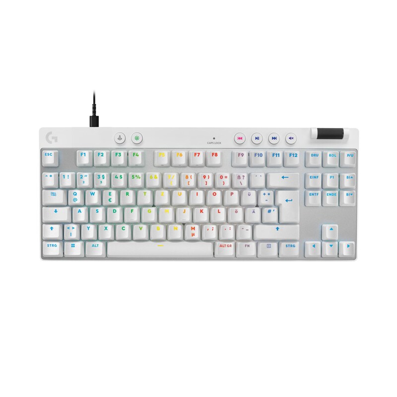 Logitech PRO X TKL RAPID Weiß, Kabelgebundene Gaming-Tastatur, Magnetische Analog-Switches, Rapid-Trigger, LIGHTSYNC RGB