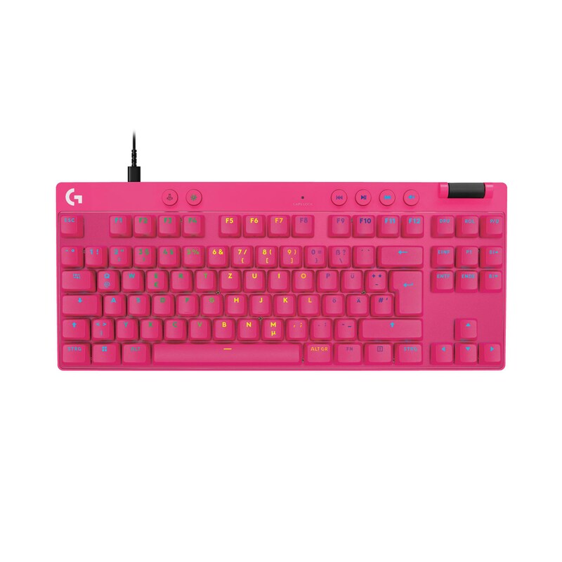 Logitech PRO X TKL RAPID Pink/Magenta, Kabelgebundene Gaming-Tastatur, Magnetische Analog-Switches, Rapid-Trigger, LIGHT