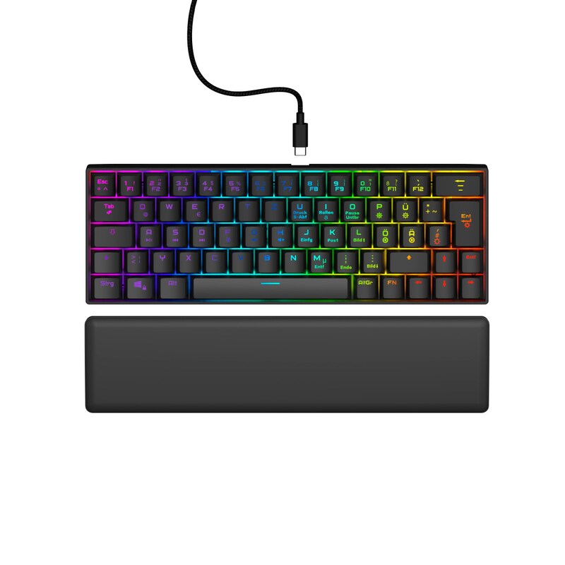 Hama 00217828 Gaming-Keyboard Exodus 760 Mechanical Mini, Rote Switches, SW, QWERTZ DE