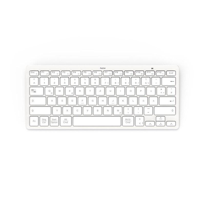 RE 513 günstig Kaufen-Hama 00125135 Bluetooth®-Tastatur KEY4ALL X510  Silber/Weiß QWERTZ. Hama 00125135 Bluetooth®-Tastatur KEY4ALL X510  Silber/Weiß QWERTZ <![CDATA[• Bluetooth®-Tastatur • Kompaktes Reiseformat • Media-Tasten • Ein-/Ausschalter • Status-LE