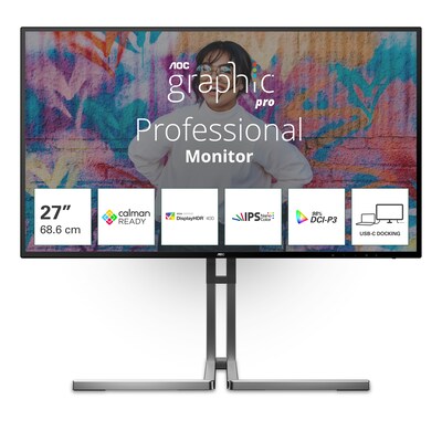 AOC U27U3CV 68,6cm (27") 4K UHD Nano IPS Monitor 16:9 HDMI/DP/USB-C PD96W 60Hz 4ms Docking