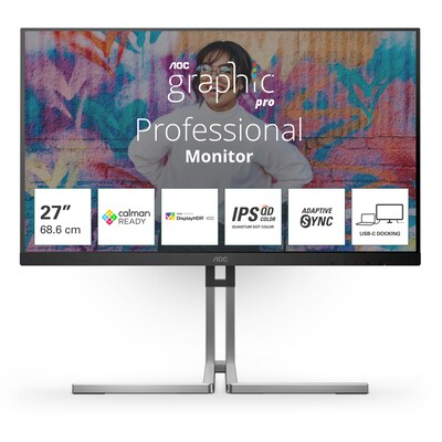 AOC Q27U3CV 68,6cm (27") QHD IPS Monitor 16:9 HDMI/DP/USB-C PD96W 75Hz 4ms Sync