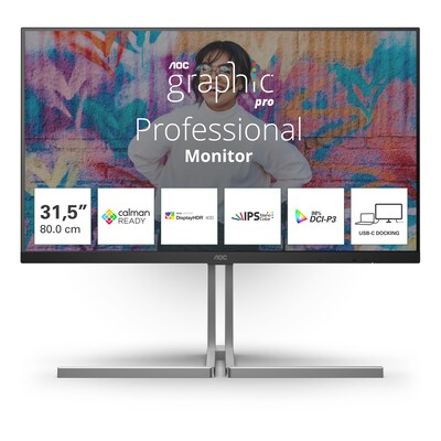 AOC U32U3CV 80cm (31,5") 4K UHD Nano IPS Monitor 16:9 HDMI/DP/USB-C PD96W 60Hz 4ms Docking