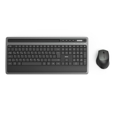 Hama 00182686 Multi-Device-Tastatur-/Maus-Set "KMW-600 Plus", Schwarz/Anthrazit,QWERTZ DE