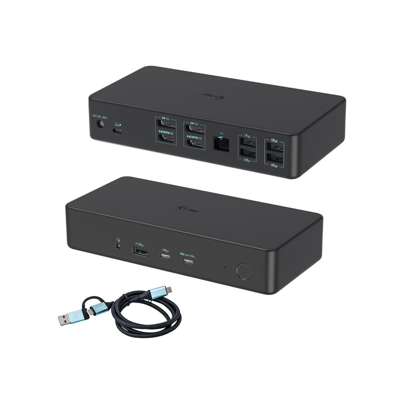 i-tec USB-C Pro Dock - Dual 4K/60Hz, 5x USB-A, 2x USB-C, 2x HDMI, 2x DP, 1x LAN, 1x Kensington Lock, 1x Klinke (Audio-Co