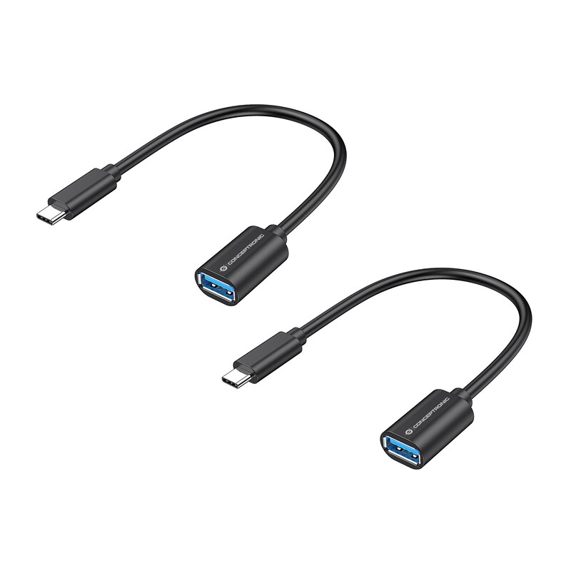 Conceptronic ABBY11B OTG-Adapter für USB-C zu USB-A 2er Pack, 20cm