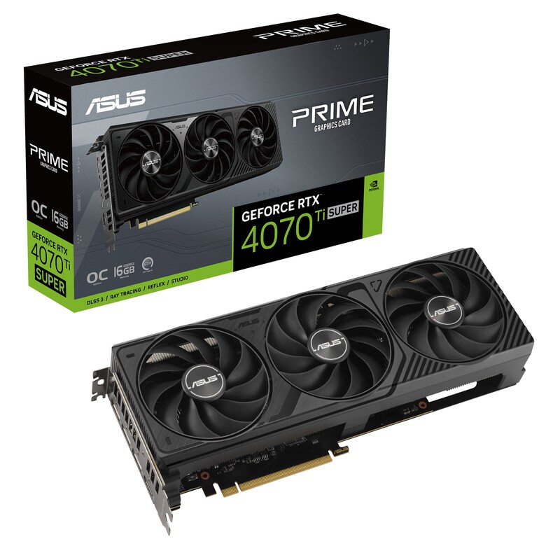 ASUS PRIME GeForce RTX 4070Ti Super OC Grafikkarte, 16GB GDDR6X, HDMI, 3x DP