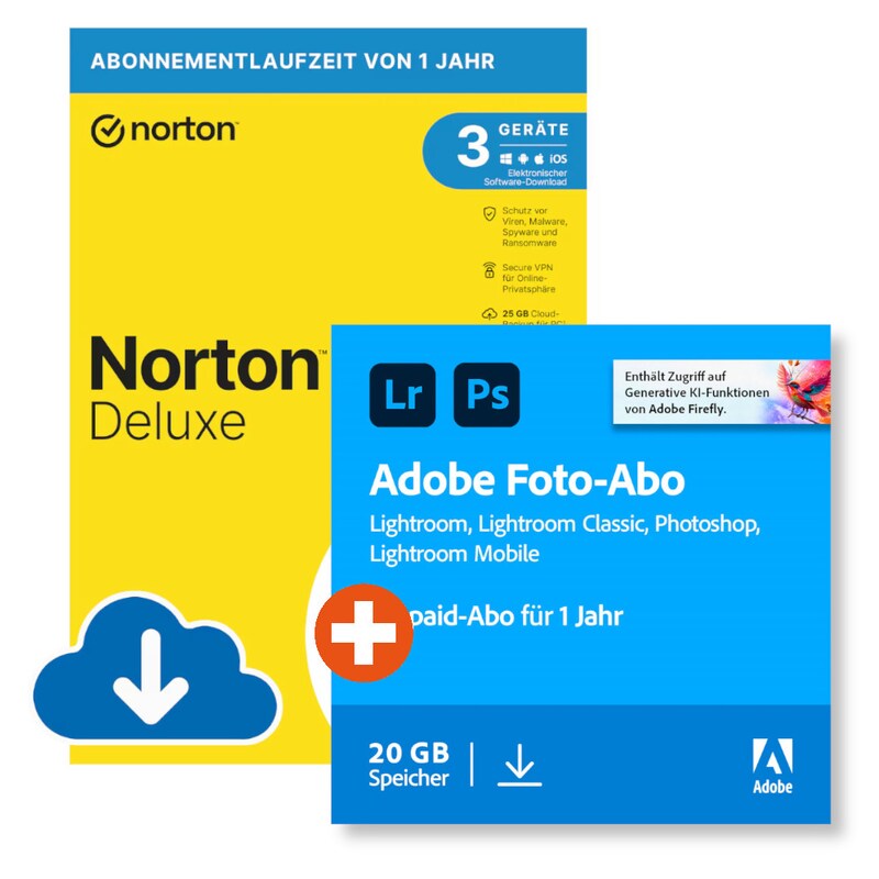 Adobe Creative Cloud Foto-Abo (Photoshop)+ Norton 360 (25GB) | Download & Produktschlüssel