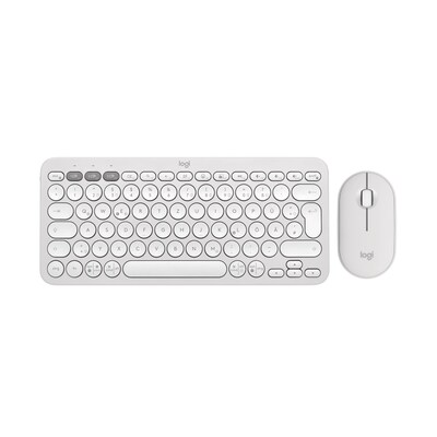 Logitech Pebble 2 Combo Weiß - Schlanke Multi-Device Bluetooth®-Tastatur und -Maus mit anpassbaren Tasten