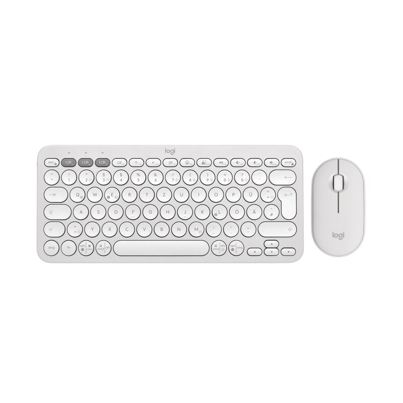 Logitech Pebble 2 Combo Weiß - Schlanke Multi-Device Bluetooth®-Tastatur und -Maus mit anpassbaren Tasten