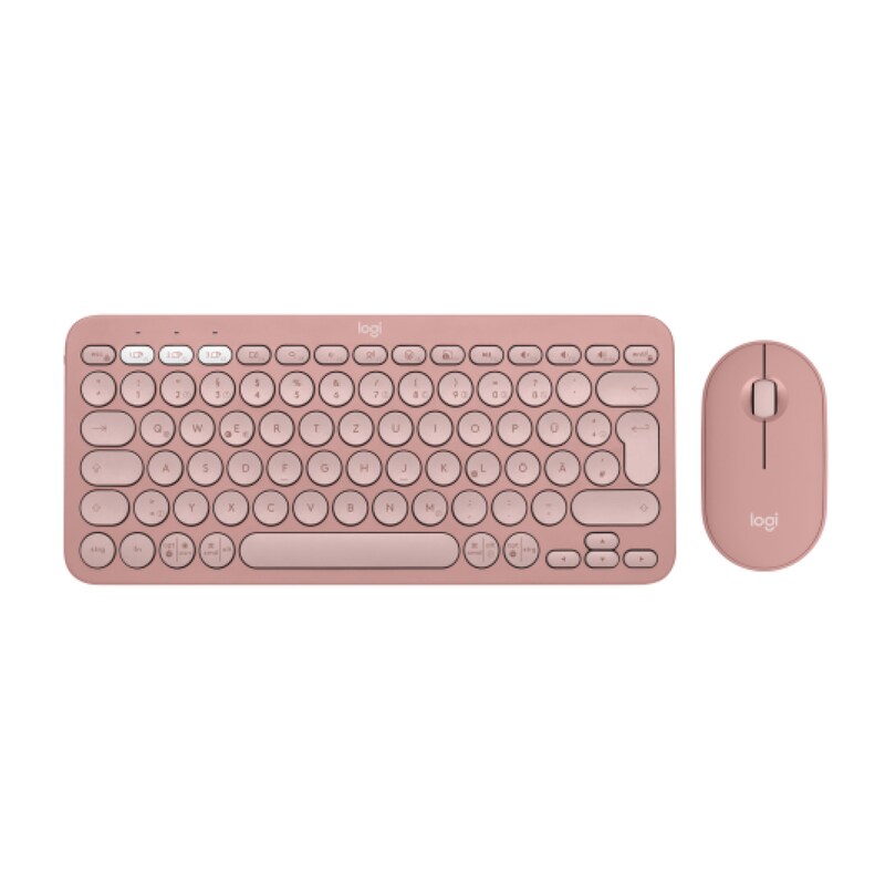 Logitech Pebble 2 Combo Rosa - Schlanke Multi-Device Bluetooth®-Tastatur und -Maus mit anpassbaren Tasten