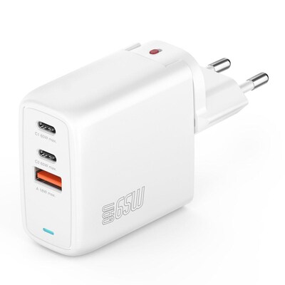 4Smarts Ladegerät GaN Flex 65W 2 USB-C+1 USB-A, weiß