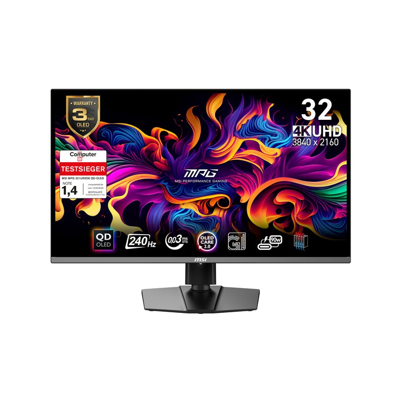 MSI MPG 321URXDE QD-OLED 80cm (31,5") 4K Monitor 16:9 HDMI/DP/USB-C PD90W 240Hz