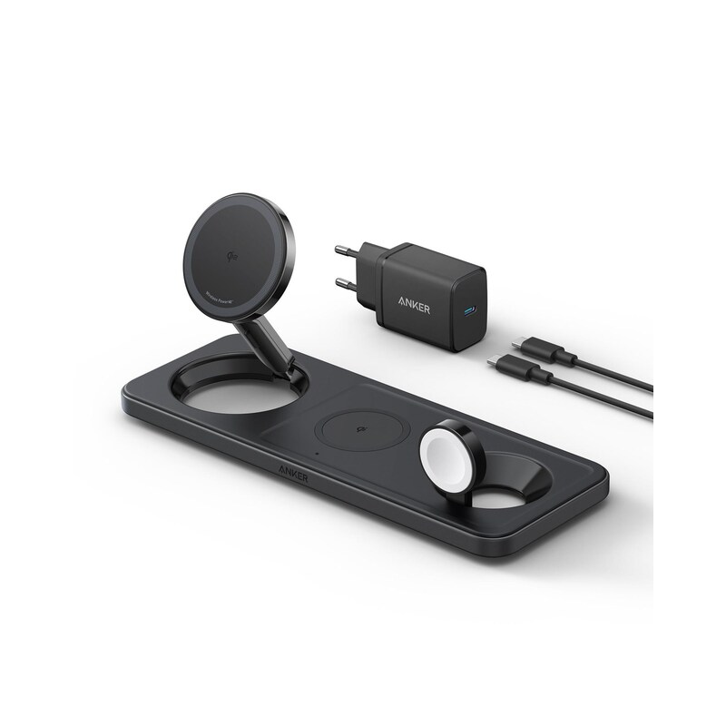 Anker MagGo Magnetic Wireless Ladegerät 15W 3-in-1 Pad schwarz