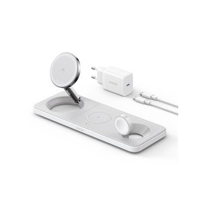 Image of Anker MagGo Magnetic Wireless Ladegerät 15W 3-in-1 Pad weiß