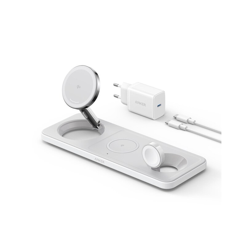 Anker MagGo Magnetic Wireless Ladegerät 15W 3-in-1 Pad weiß