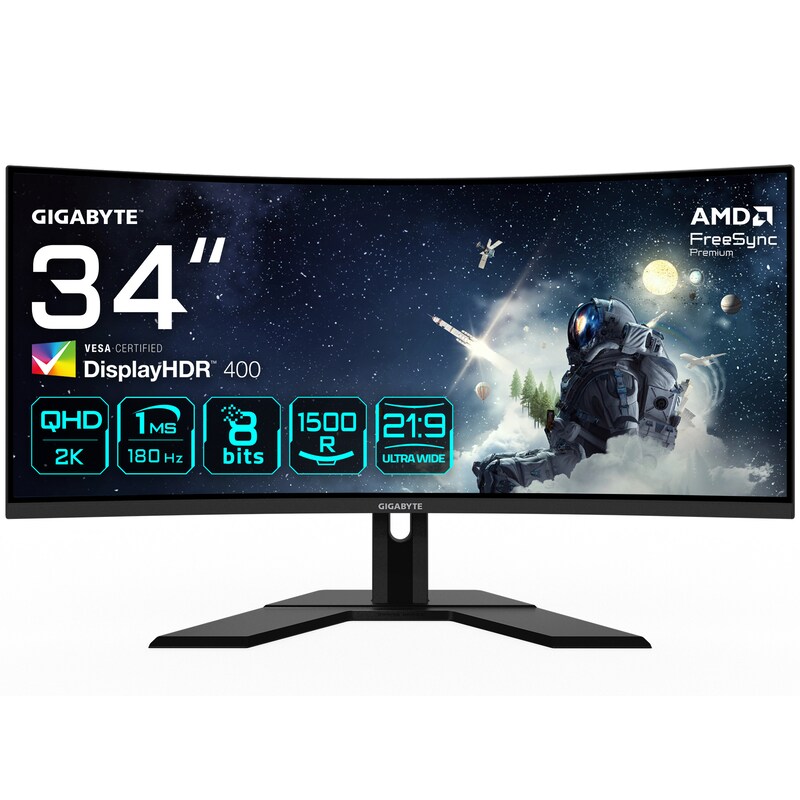 Gigabyte G34WQCP 86,4cm (34") UWQHD VA Gaming Monitor Curved 21:9 HDMI/DP 180Hz 1ms FreeSync Premium