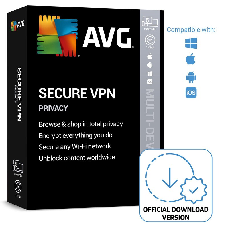 Avast AVG Secure VPN (10 Geräte) - 1 Jahr ESD DE | Download & Produktschlüssel