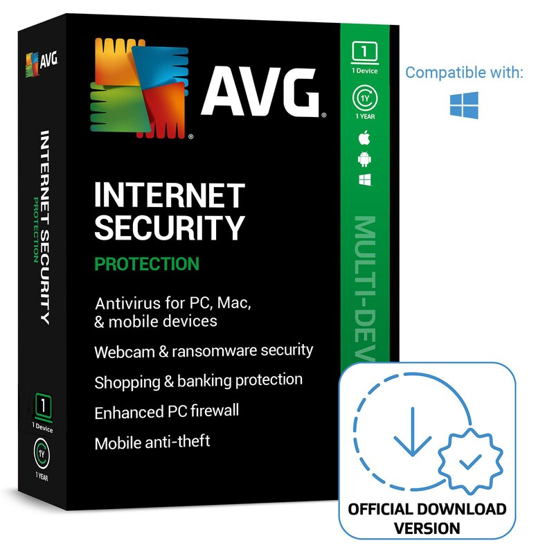 Avast AVG Internet Security (1 Gerät) - 1 Jahr DE | Download & Produktschlüssel