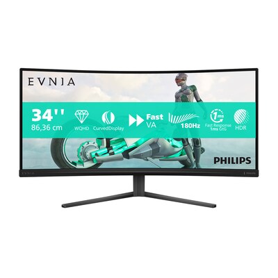 Philips Evnia 34M2C3500L 86,36cm (34") WQHD VA Gaming Monitor 21:9 HDMI/DP 180Hz 0.03ms (MPRT) Sync