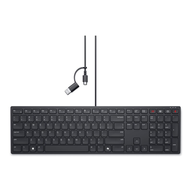 Dell KB525C USC-C/ -A Tastatur Schwarz, AI Copilot-Taste, 15 programmierbare Tastenkombinationen