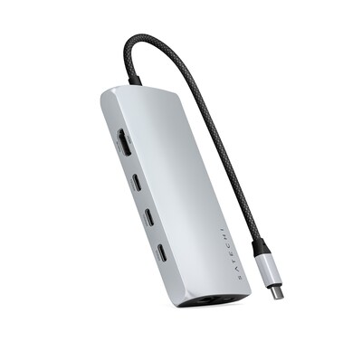 Satechi USB-C Multiport Adapter 8K mit Ethernet V3 Adapter Silber