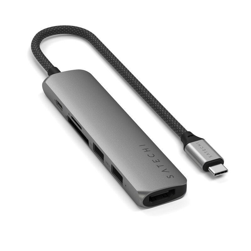 Space günstig Kaufen-Satechi USB-C 6-in-1 Slim Multiport Adapter Space Grau. Satechi USB-C 6-in-1 Slim Multiport Adapter Space Grau <![CDATA[• Gerätetyp: Adapter, für: iPad • Farbe: Grau]]>. 