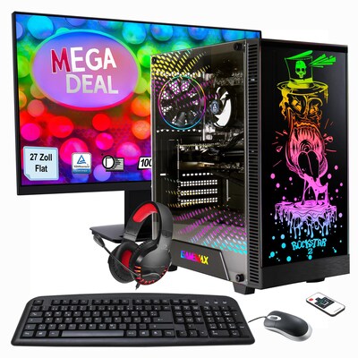 Hyrican MegaDeal Gaming-PC Rockstar SET2514 7393 + MSI PRO MP273ADE + Maus, Tastatur & Headset