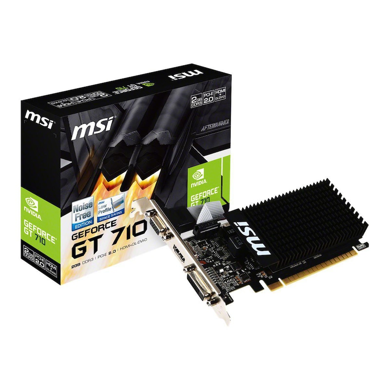 of 2 günstig Kaufen-MSI GeForce GT 710 2GB DDR3 Grafikkarte DVI/VGA/HDMI Low Profile passiv. MSI GeForce GT 710 2GB DDR3 Grafikkarte DVI/VGA/HDMI Low Profile passiv <![CDATA[• GeForce GT 710, PCI-Express 2.0 • 2.048MB DDR3-RAM (64Bit-Speicherinterface) • Core/Memorytakt: 954